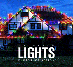 极品PS动作－灯光闪烁(GIF动画/含高清视频教程)：Animated Lights Photoshop Action